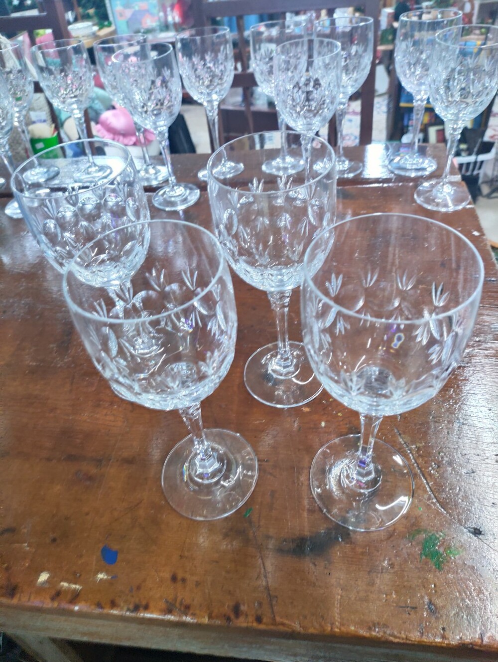 Towle Crystal Wine Glasses Goblets 8.25" - Set of 4 (1 Damaged Rim)